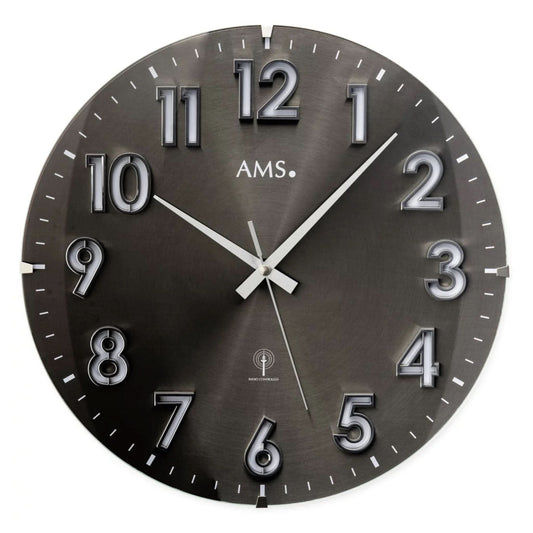 Horloge murale AMS 32 cm Ø Métal • Mouvement radio-précis • Design moderne