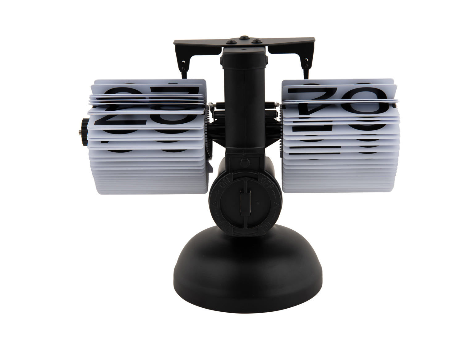 Horloge de table à chiffres pliants noire avec cartes de chiffres blanches empilées