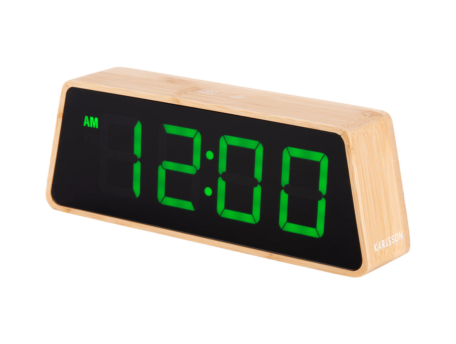 Réveil LED en bambou avec affichage LED multicolore, chiffres verts (AM)