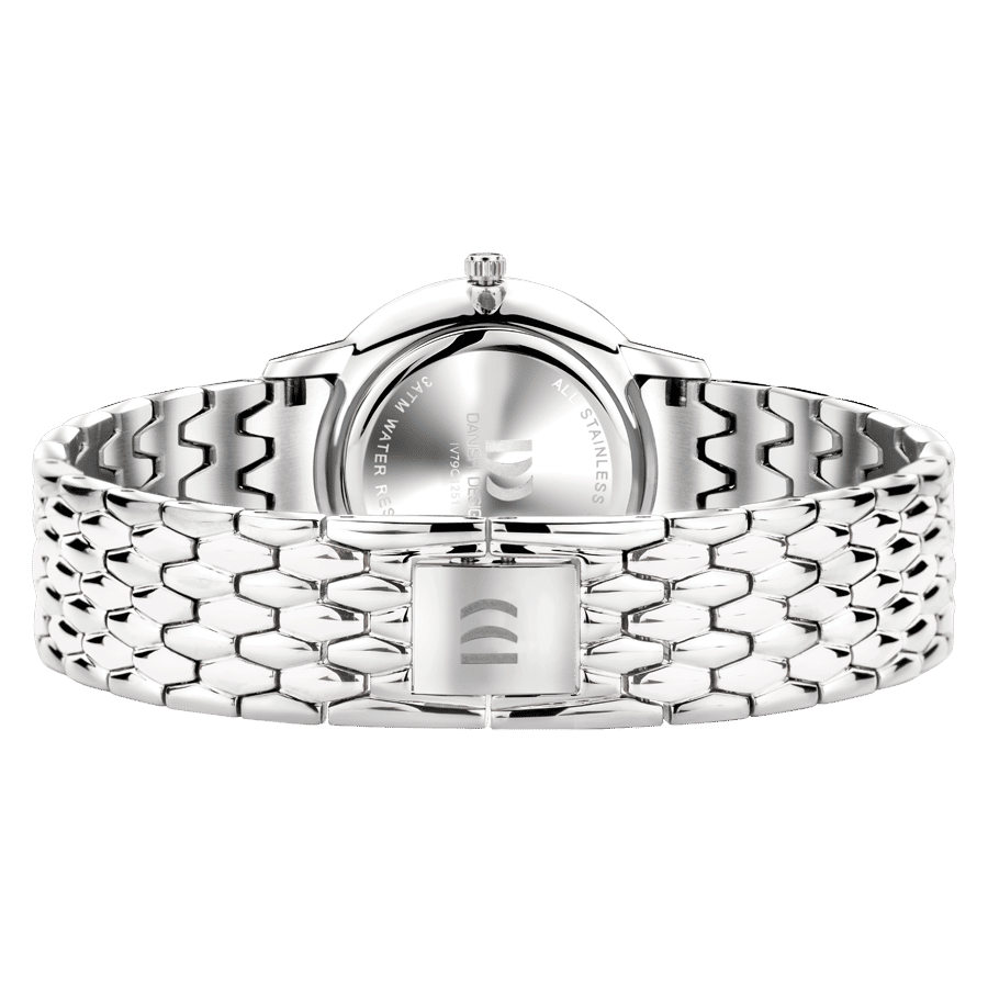 Damenarmbanduhr mit Edelstahlgliederarmband und Schließe, Detailansicht