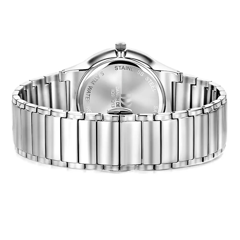 Herrenarmbanduhr mit Edelstahlarmband, geschlossenem Gehäuseboden