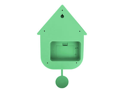 Horloge murale verte pour la maison avec dos ouvert, points de fixation et pendule