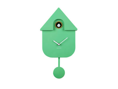 Horloge murale verte pour la maison avec ouverture d'horloge, aiguilles et balancier suspendu