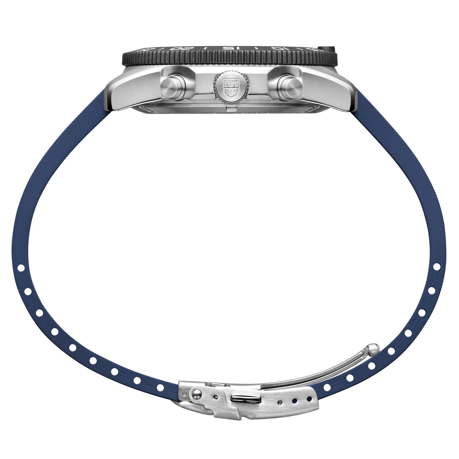 Luminox Pacific Diver Chronograph Armbanduhr: blaues Silikonarmband mit Dornschließe