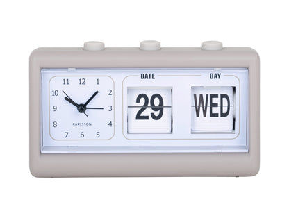 Réveil à volets avec date et jour de la semaine, gris foncé, double affichage