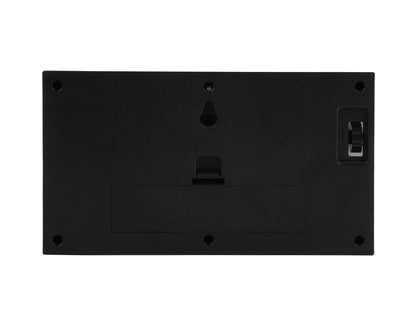 Fond noir de l'horloge de table avec points de fixation et zone de connexion.