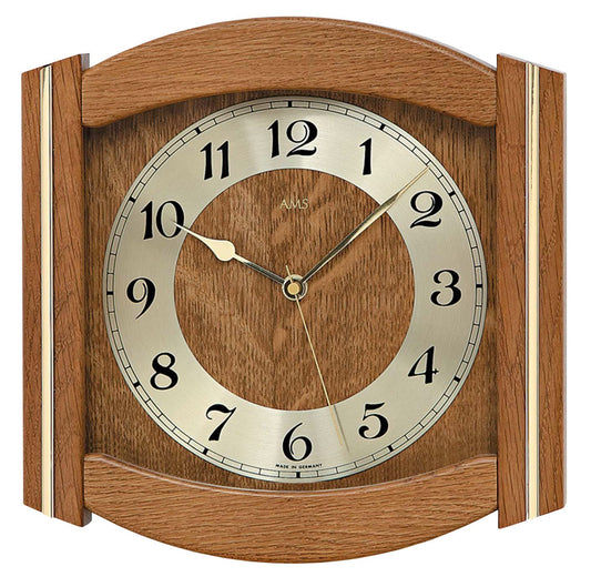 Horloge murale AMS 27x27x5 cm Bois • Mouvement radio-piloté • Design intemporel