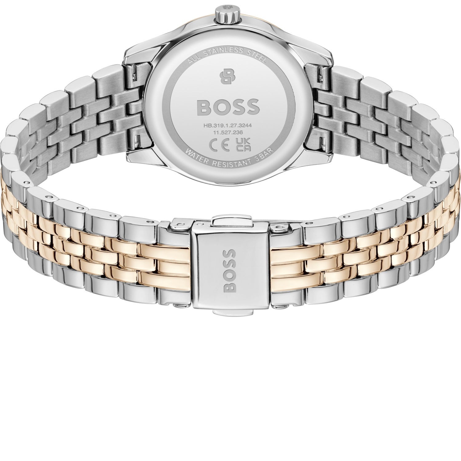 BOSS Damen-Armbanduhr mit graviertem Zifferblatt und bicolor Gliederarmband
