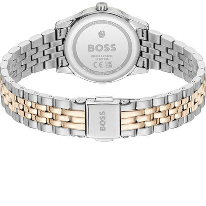 BOSS Damen-Armbanduhr mit graviertem Zifferblatt und bicolor Gliederarmband