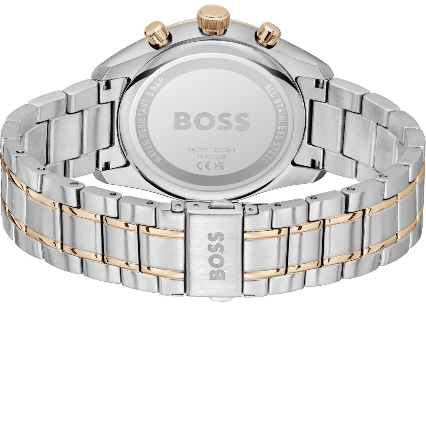 BOSS Grand Prix 1514252 Herren Armbanduhr Grau • Chronograph mit Tachymeter • Zweifarbiges Edelstahlarmband, Bild 3