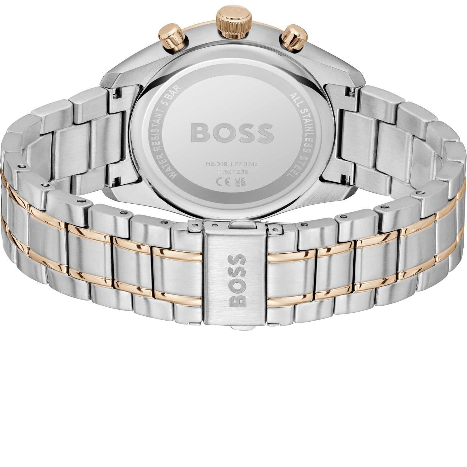 BOSS Grand Prix 1514252 Herren Armbanduhr Grau • Chronograph mit Tachymeter • Zweifarbiges Edelstahlarmband, Bild 3