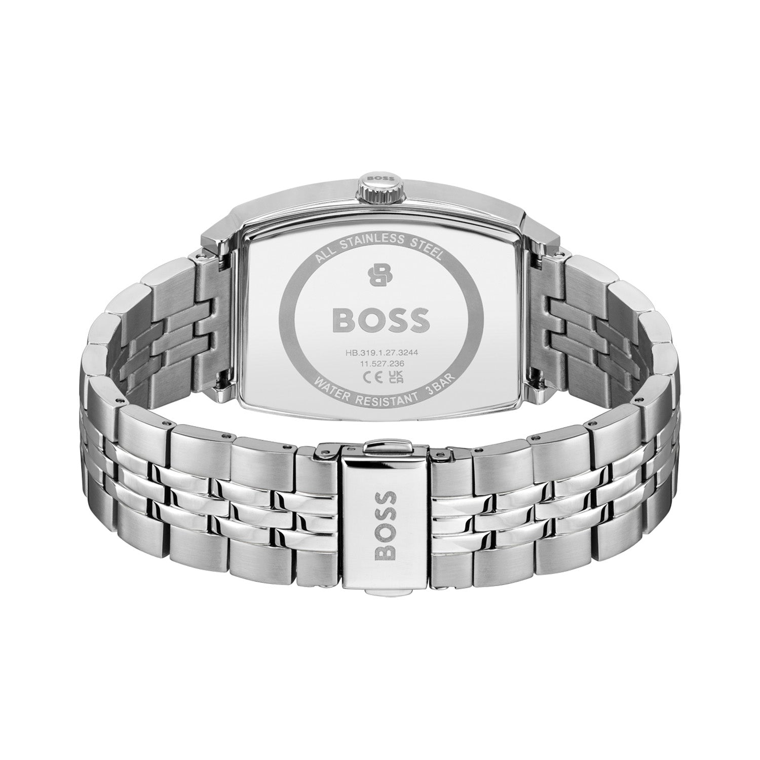 Herrenarmbanduhr Edelstahl-Rückseite mit Gliederarmband und Verschluss