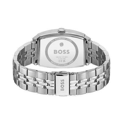 Herrenarmbanduhr Edelstahl-Rückseite mit Gliederarmband und Verschluss