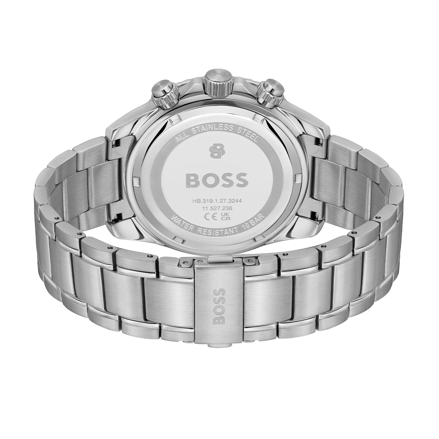 BOSS Herrenarmbanduhr mit Edelstahlarmband und geschlossenem Gehäuse-Rückdeckel