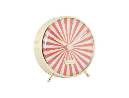 Réveil avec motif de rayons orange et blanc et bordure latérale dorée