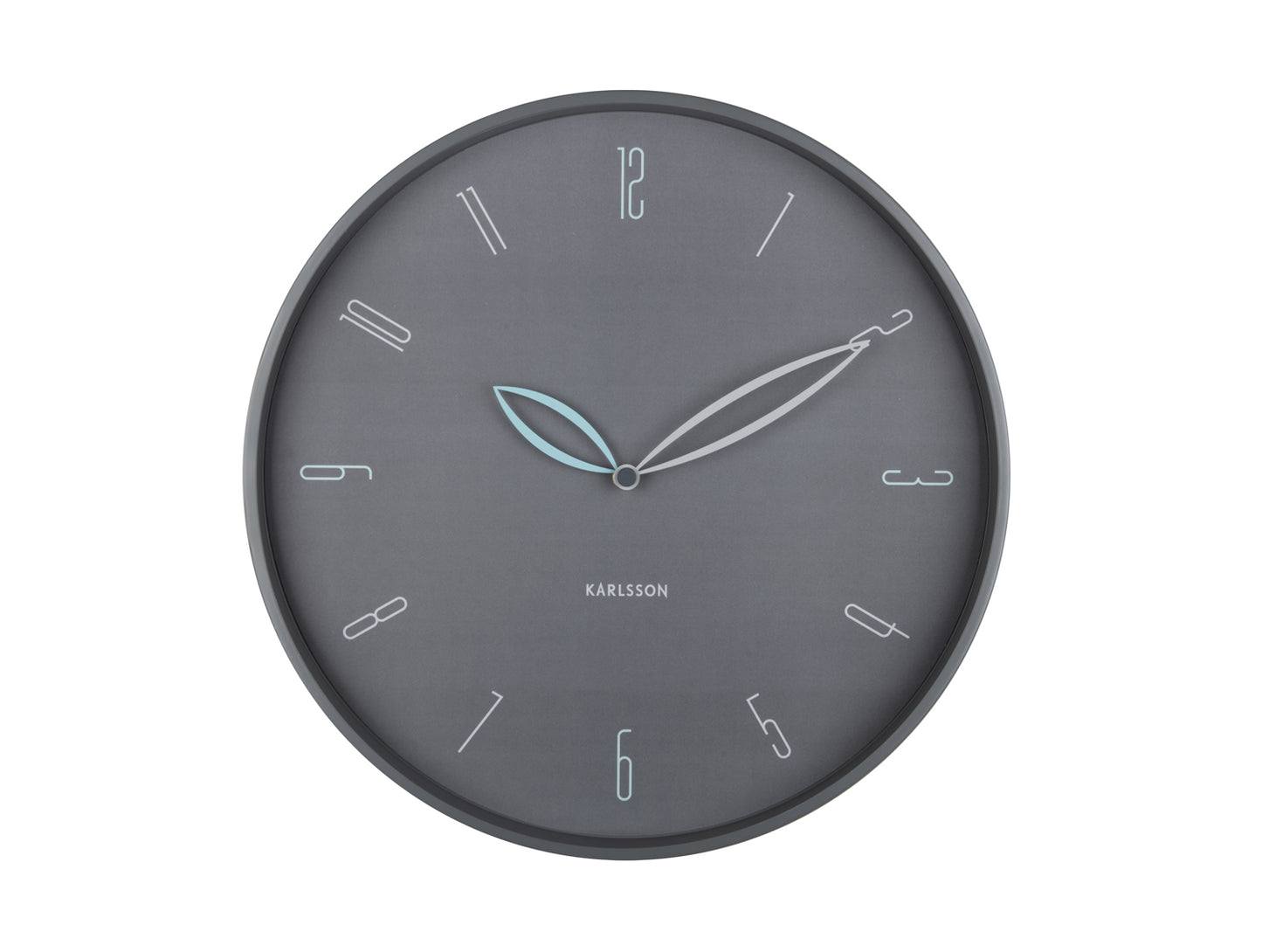 Karlsson Horloge murale ronde, cadran gris foncé avec motif pétales et index bâtons