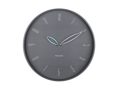 Karlsson Horloge murale ronde, cadran gris foncé avec motif pétales et index bâtons