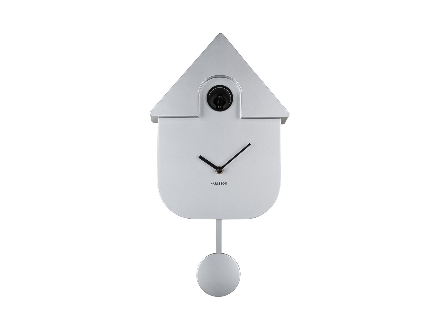 Horloge murale moderne en forme de maison, design blanc avec pendule et fenêtre ouvrante