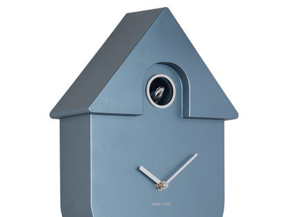 Karlsson Coucou Horloge murale maison bleu foncé avec fenêtre ronde et aiguilles