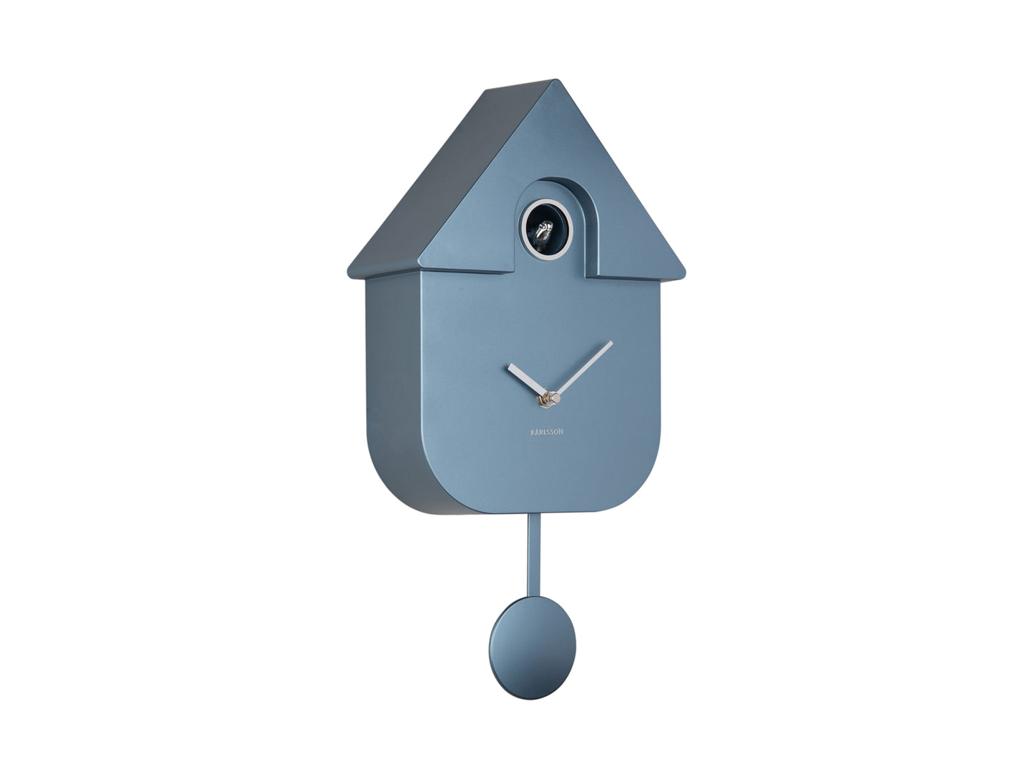 Karlsson Horloge murale coucou design maison bleu foncé avec balancier et aiguilles