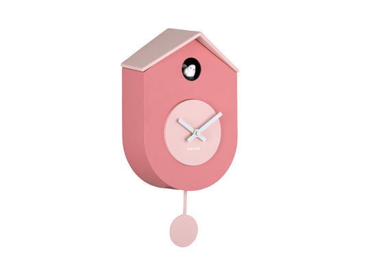 Horloge murale rose avec cadran rond et pendule suspendue