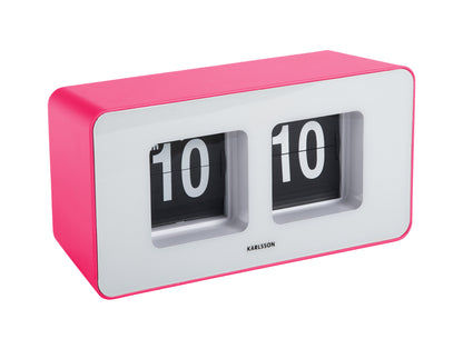 Horloge murale rose avec affichage à rabat, deux grandes fenêtres de chiffres