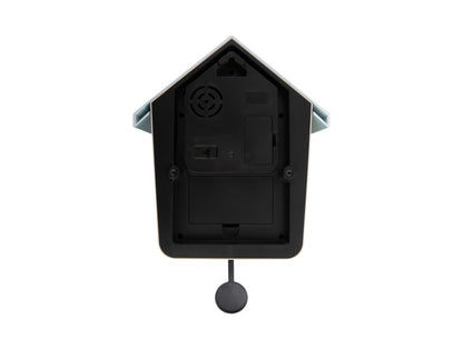 Arrière de l'horloge murale maison : mécanisme noir avec suspension et balancier