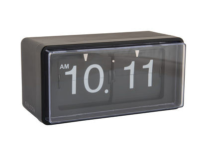 Horloge murale rétro avec mécanisme à chiffres basculants, boîte noire, grande fenêtre de cadran