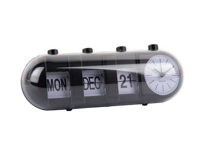 Réveil rétro avec chiffres rabattables LUN, DÉC, jour 21 et horloge analogique avec aiguilles