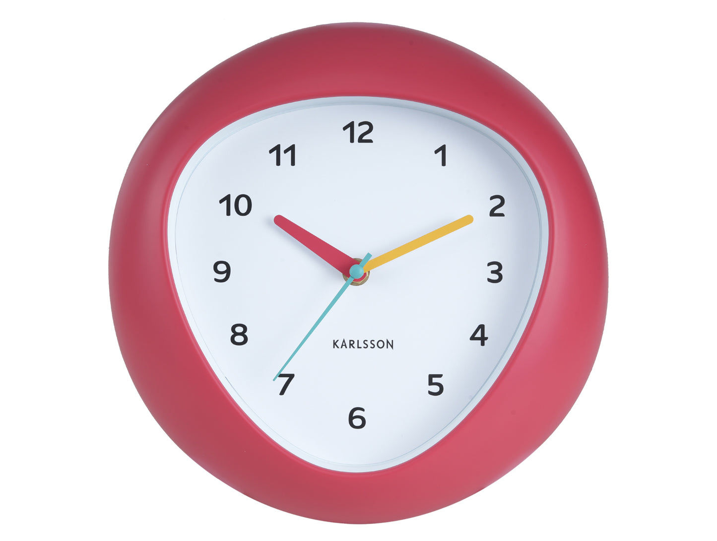 Horloge murale rouge écarlate avec boîtier rond et cadran analogique
