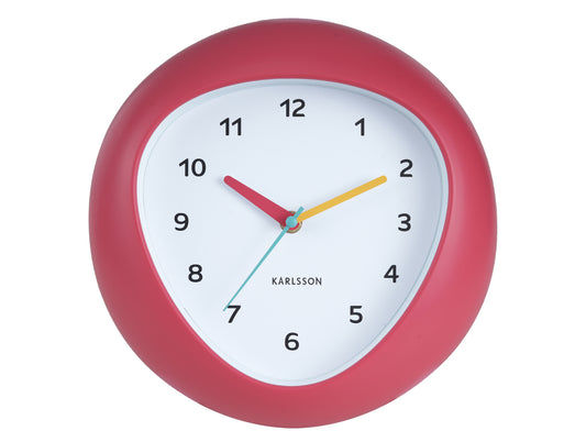 Horloge murale rouge écarlate avec boîtier rond et cadran analogique