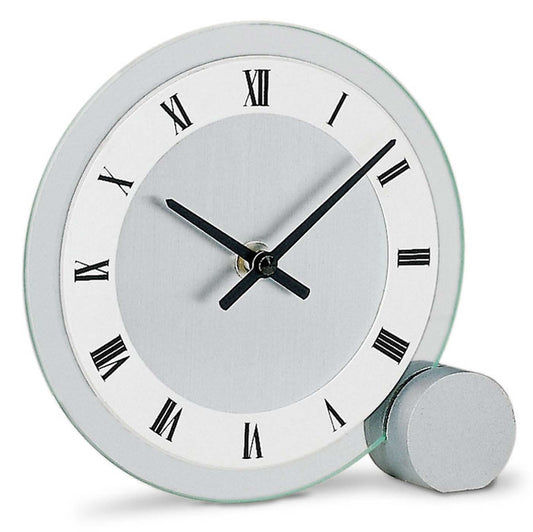 Pendule à poser AMS 16x17x4 cm plastique • Design moderne • Mouvement à quartz précis