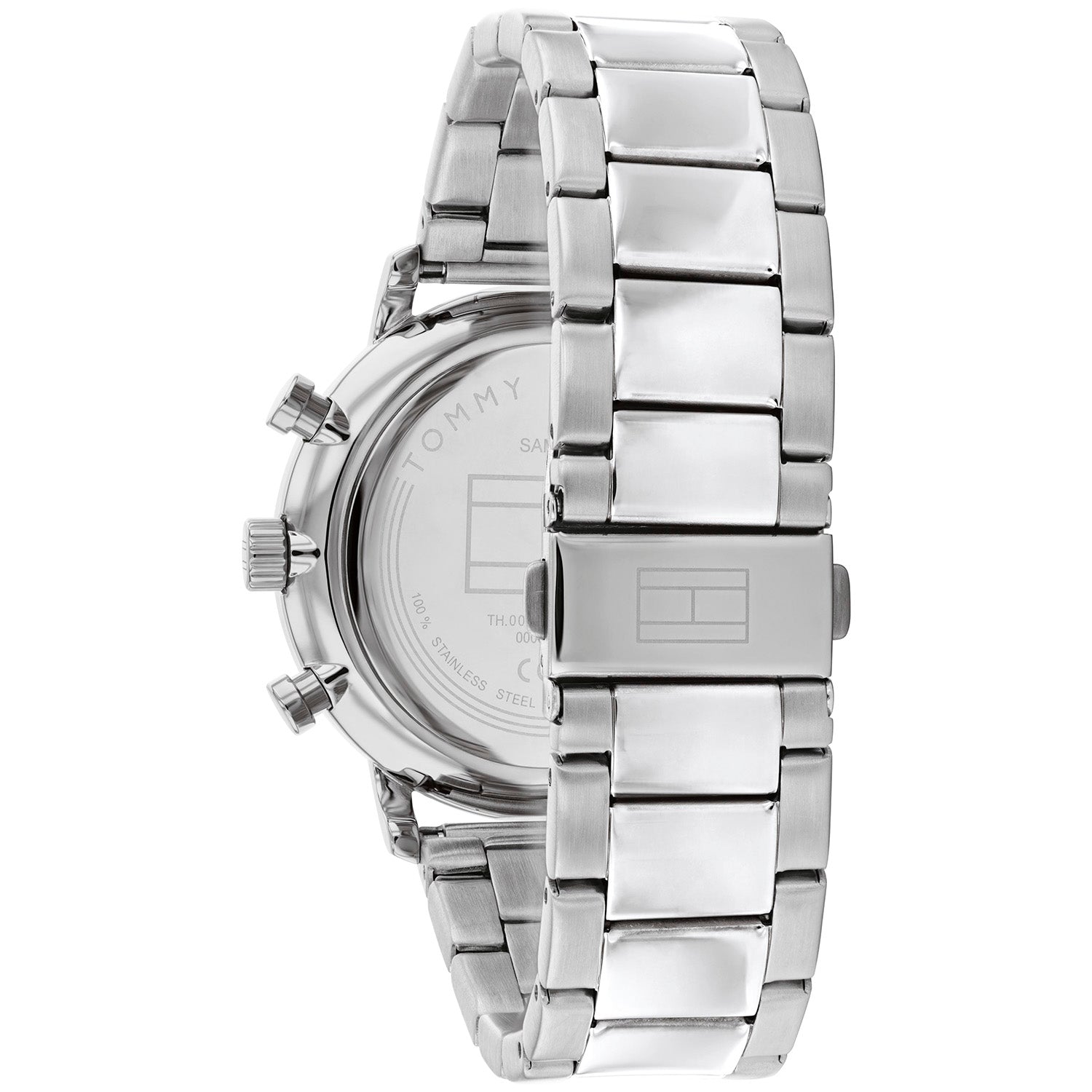 Herrenarmbanduhr mit Edelstahlgehäuse und -armband, Seitenansicht