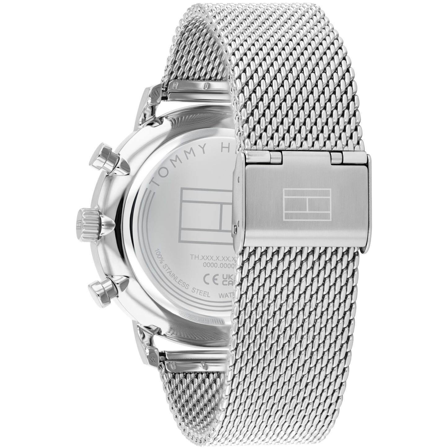 Tommy Hilfiger Legend Quarzarmbanduhr mit Metall-Meshband und sichtbarer Rückseite