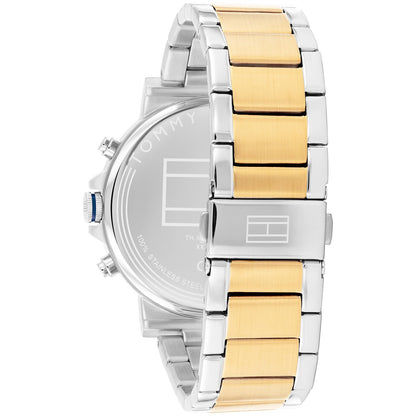 Herrenarmbanduhr, Seitenansicht: bicolor Edelstahlgehäuse mit verschraubter Krone