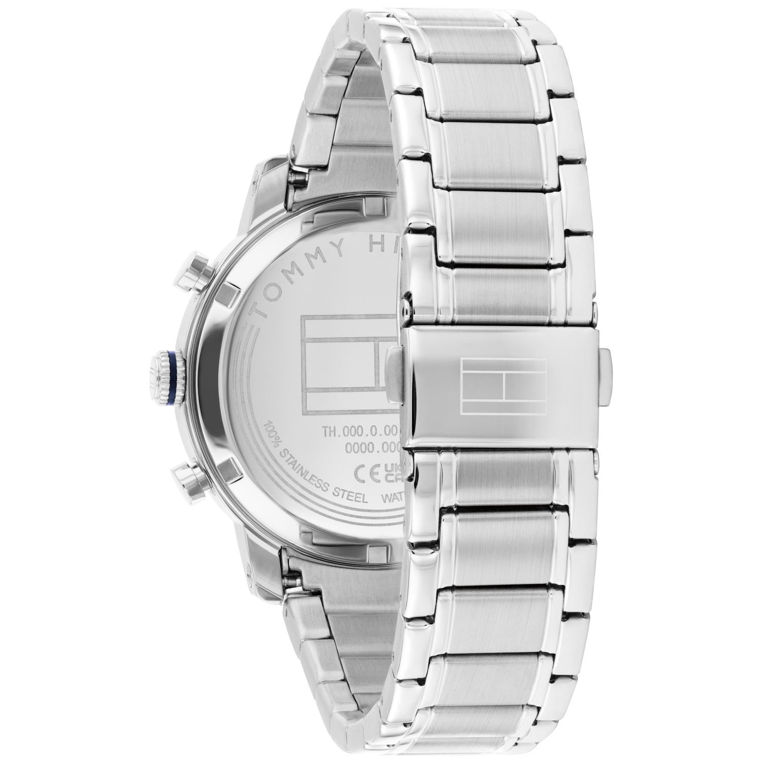 Tommy Hilfiger Chronograph: Rückseite aus Edelstahl mit Edelstahlgliederarmband