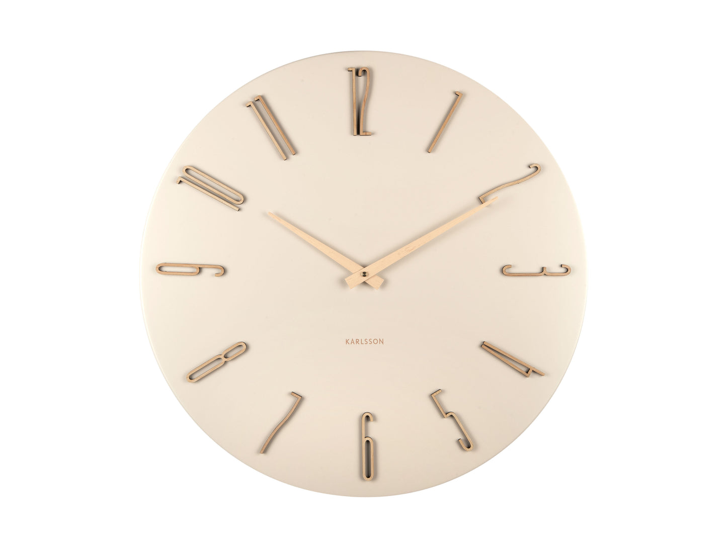 Horloge murale Karlsson Esmerado blanc crème, vue ronde avec index métalliques fins