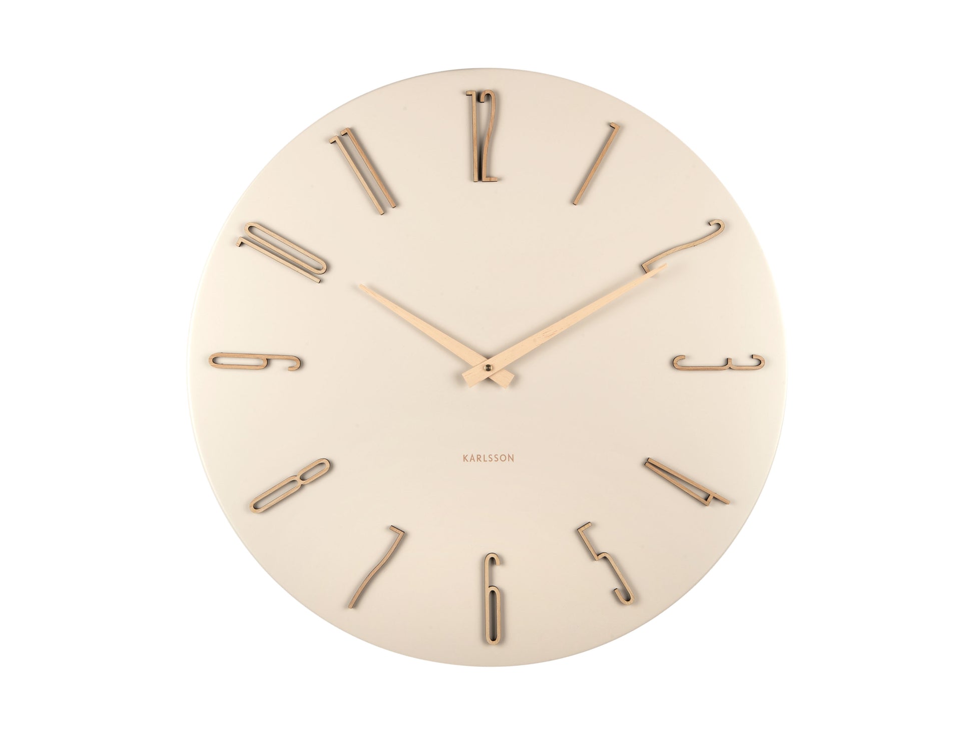 Horloge murale Karlsson Esmerado blanc crème, vue ronde avec index métalliques fins