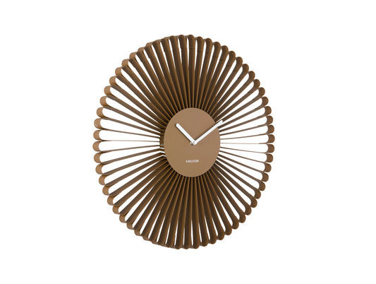 Horloge murale en fer design moka avec lamelles et mécanisme blanc