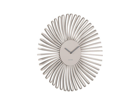 Horloge murale Karlsson au design rayons, cadran rond gris chaud et aiguilles