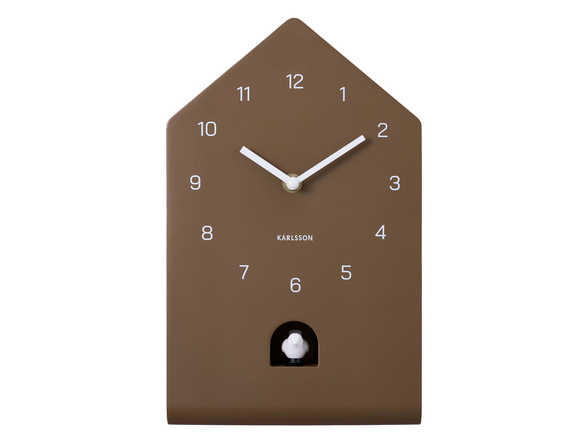 Horloge murale Karlsson marron moka avec sortie coucou et aiguilles, marqueurs d'heures ronds