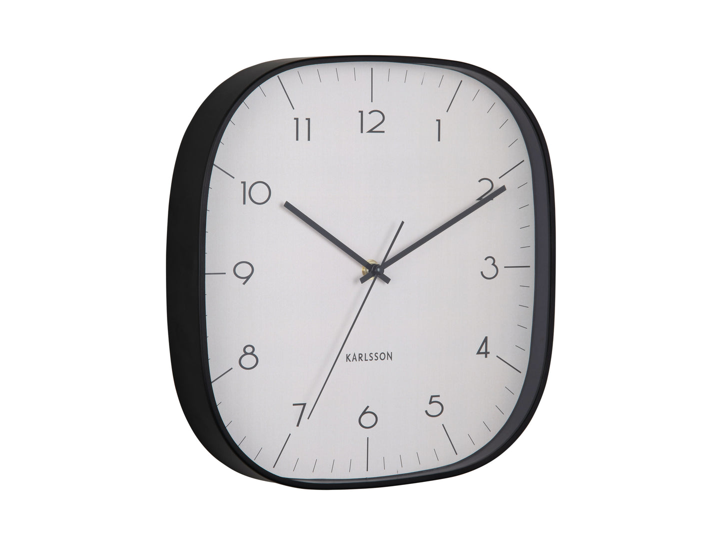 Horloge murale avec cadre rond en aluminium, cadran blanc et aiguilles noires