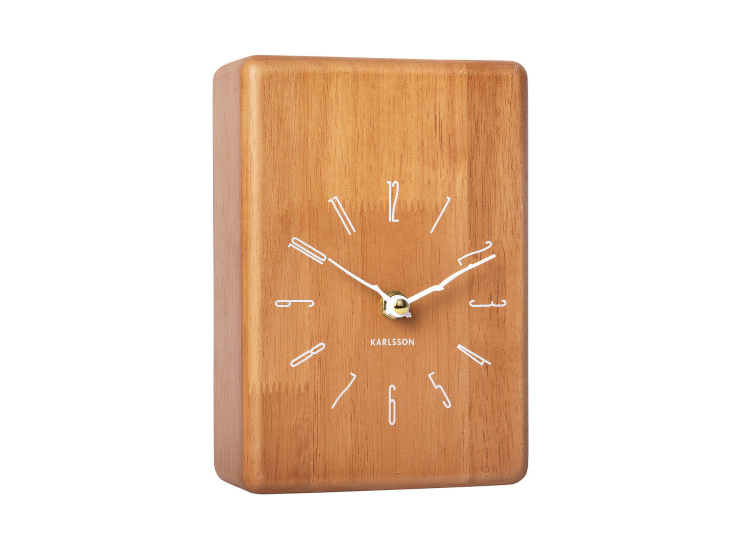 Horloge murale Karlsson en bois avec coucou en haut, chiffres arabes blancs et aiguille des minutes