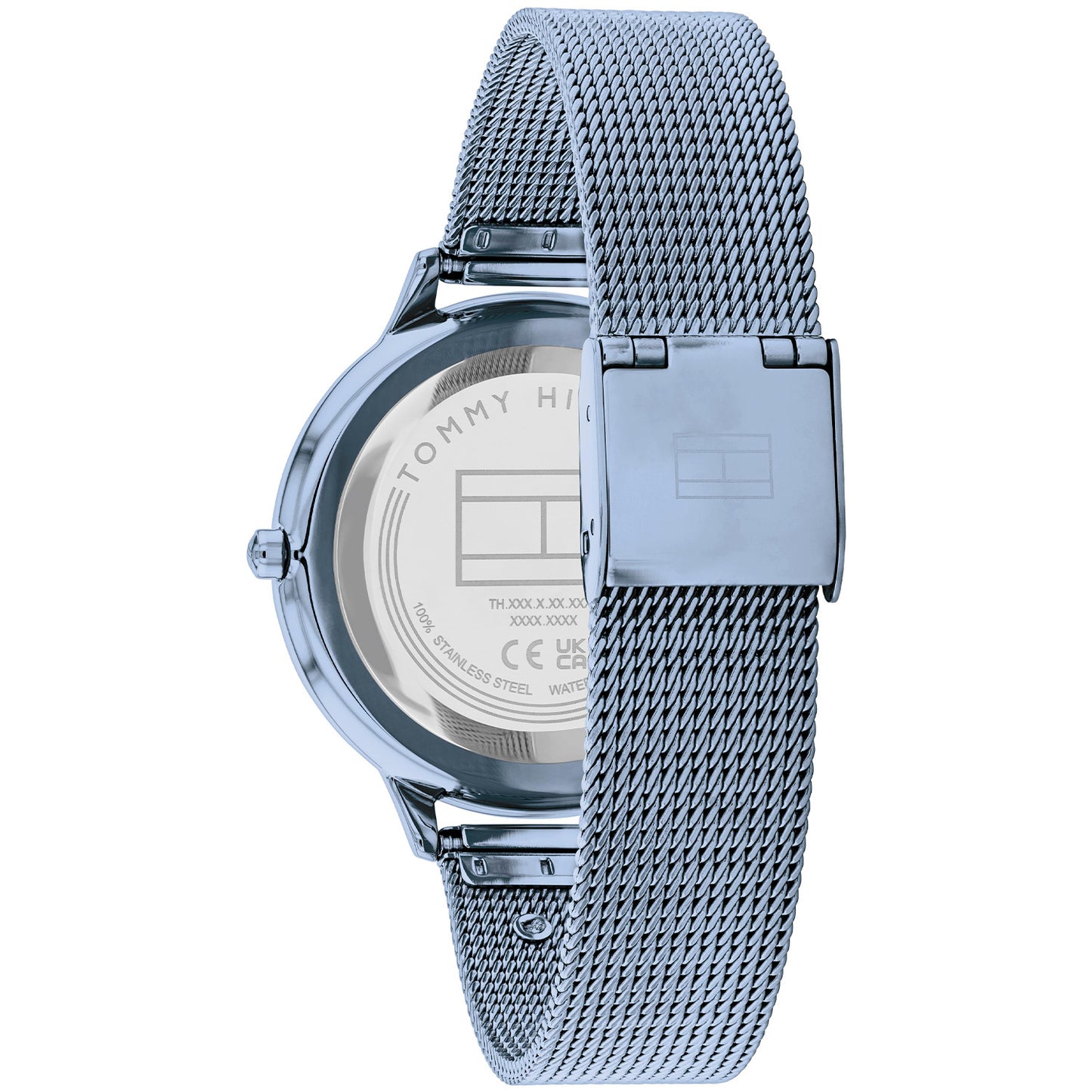 Tommy Hilfiger Damenarmbanduhr, Rückseite mit Mesh-Armband und Schließe