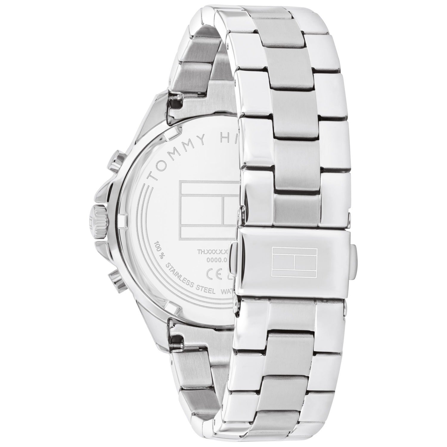 Damenarmbanduhr mit Metallgehäuse und Armband, seitliche Ansicht
