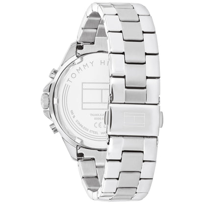 Damenarmbanduhr mit Metallgehäuse und Armband, seitliche Ansicht