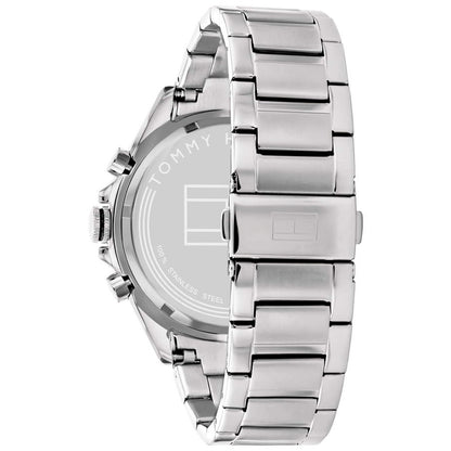 Tommy Hilfiger Herrenarmbanduhr, Rückansicht mit silberfarbenem Edelstahlarmband