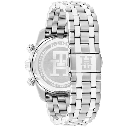 Herrenuhr mit Metallarmband und gravierter Gehäuse-Rückseite