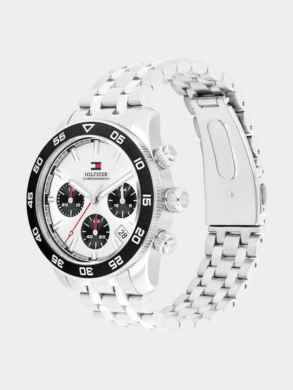 Tommy Hilfiger TH85 Monogram 1792215 Herren • Japanisches Chronographenwerk • Edelstahl-Armband