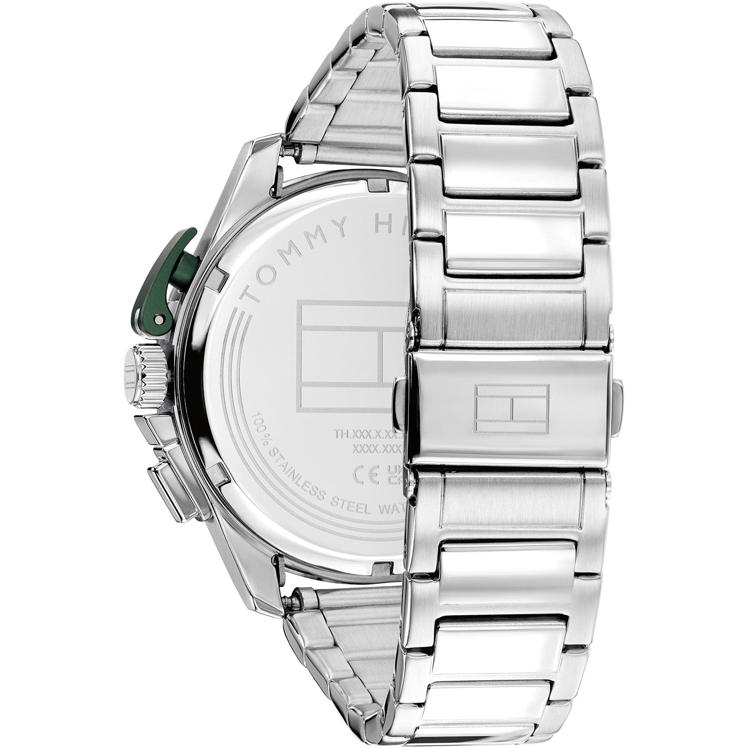 Tommy Hilfiger Herrenarmbanduhr, Stahlrückseite mit Gravur und Edelstahlband
